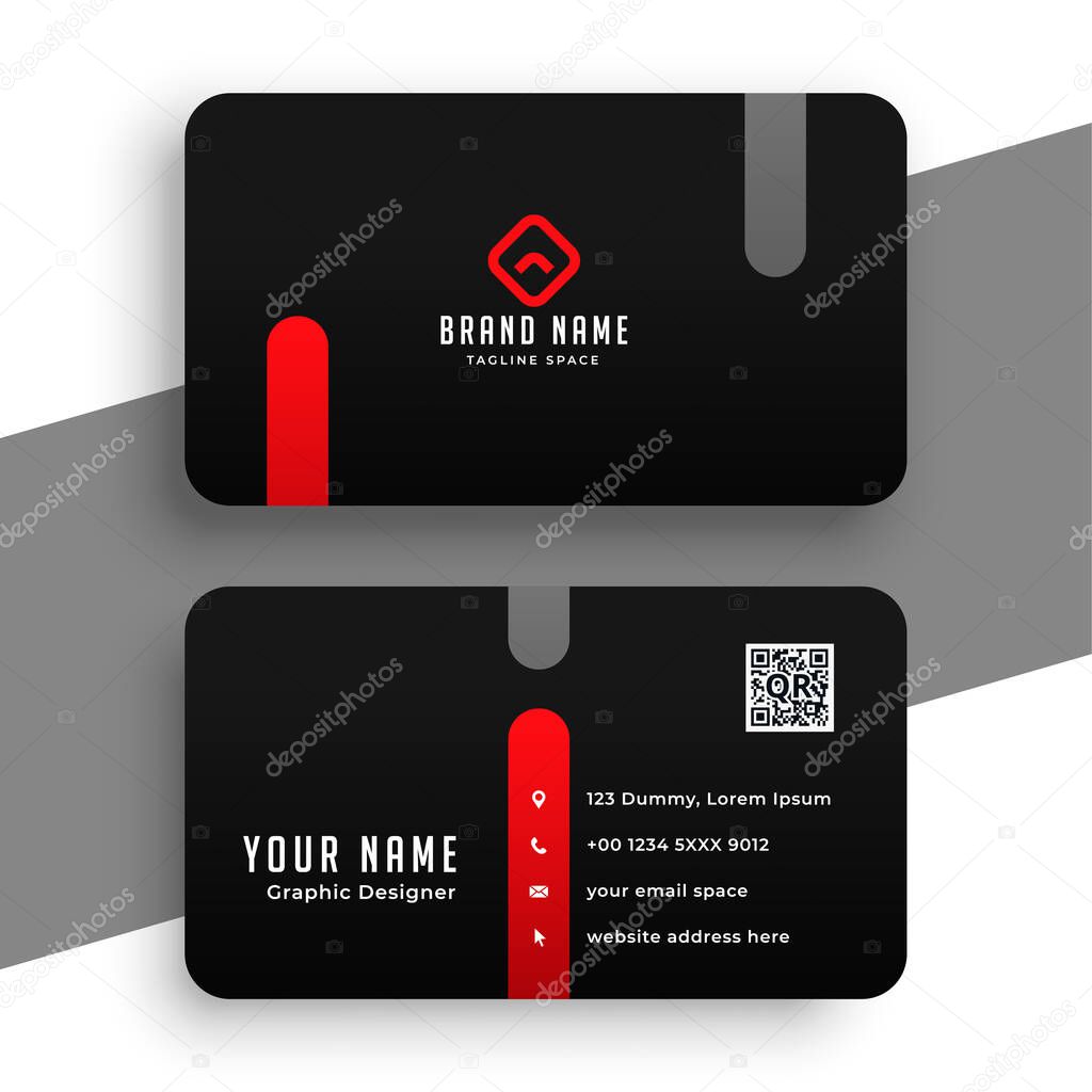 abstract red and black business card minimal template