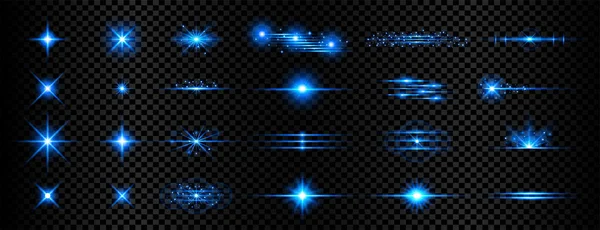 Іскровий Синій Прозорий Світловий Ефект Лінзи Спалахуючий Фон — стоковий вектор