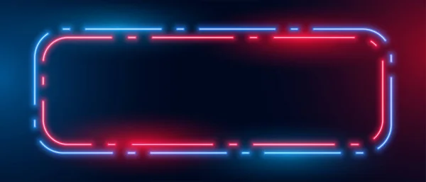 Blue Red Neon Light Frame Box Background — Stock Vector
