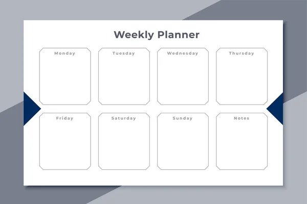 Týdenní Plánovač Pro Návrh Šablony Seznamu — Stockový vektor