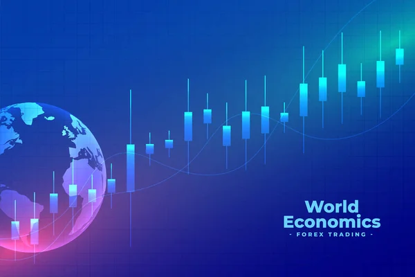 Economía Mundial Comercio Divisas Fondo Azul — Vector de stock