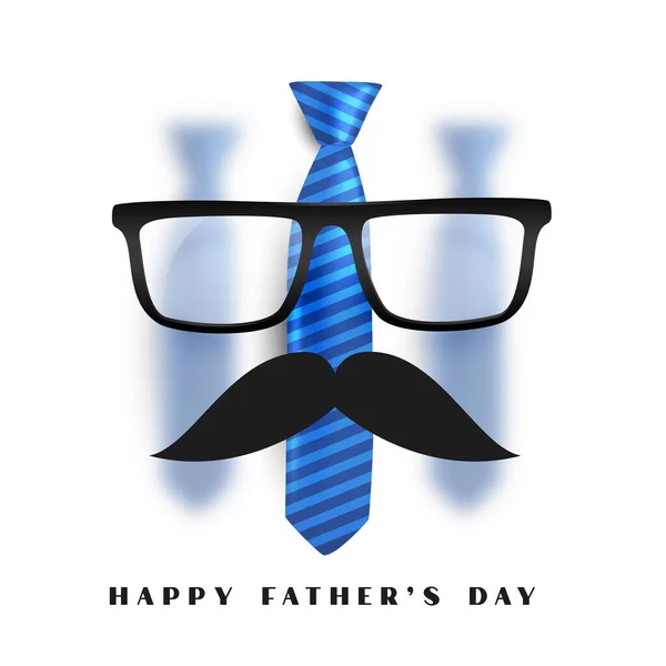 Feliz Día Los Padres Tarjeta Con Gafas Bigote Corbata — Vector de stock