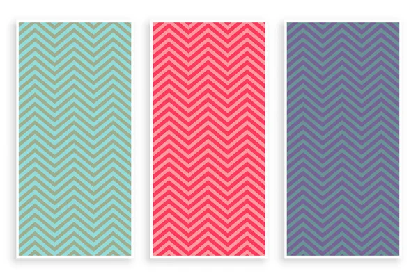 Chevron Zig Zag Patrón Conjunto Tres — Archivo Imágenes Vectoriales