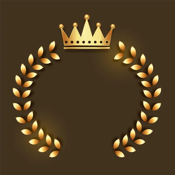 Emblema Corona Oro Con Cornice Corona — Vettoriale Stock