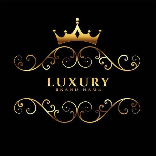 Concept Logotype Luxe Avec Couronne Dorée — Image vectorielle