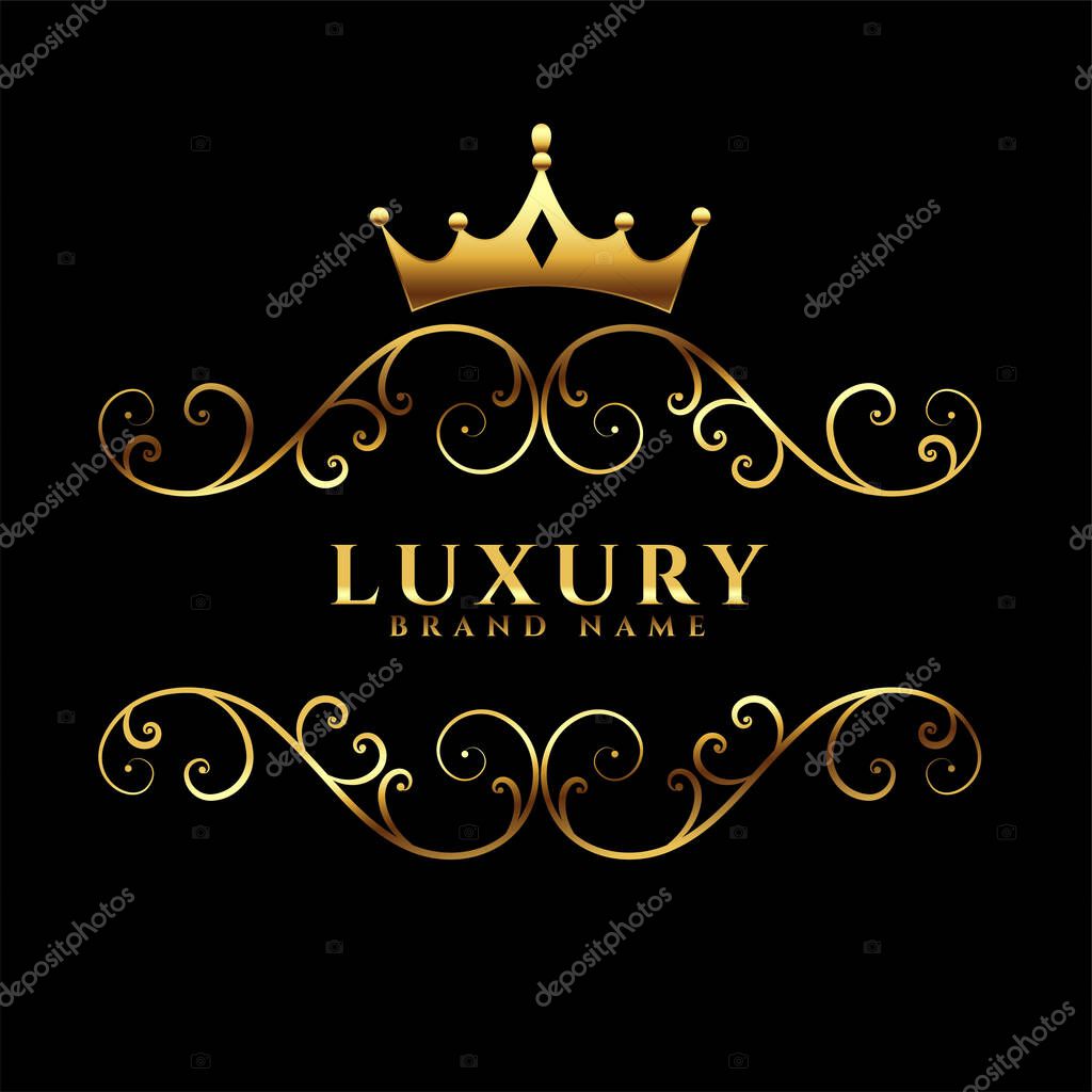 Luxury logotype concept with golden crown