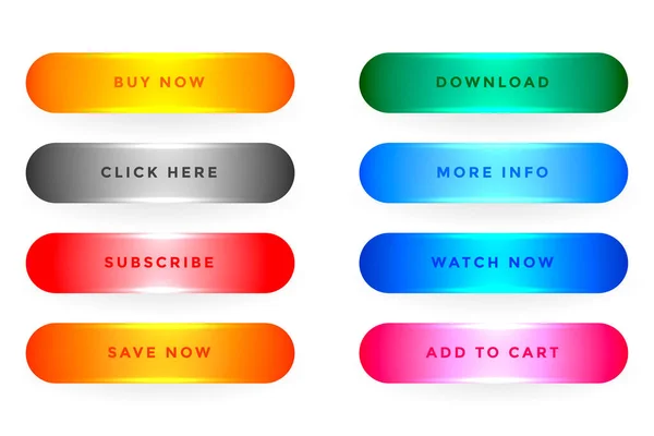 Brilhante Pacote Botões Web Brilhante Para Diferentes Usos —  Vetores de Stock