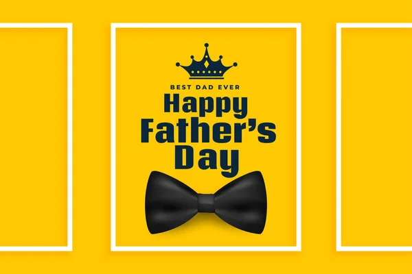 Realistic Happy Fathers Day Yellow Greeting Card Design — Stock Vector