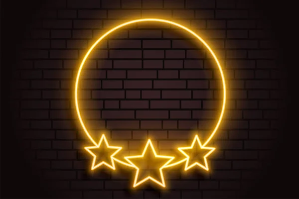 Goldener Neonfarbener Kreis Mit Sternen Hintergrund — Stockvektor