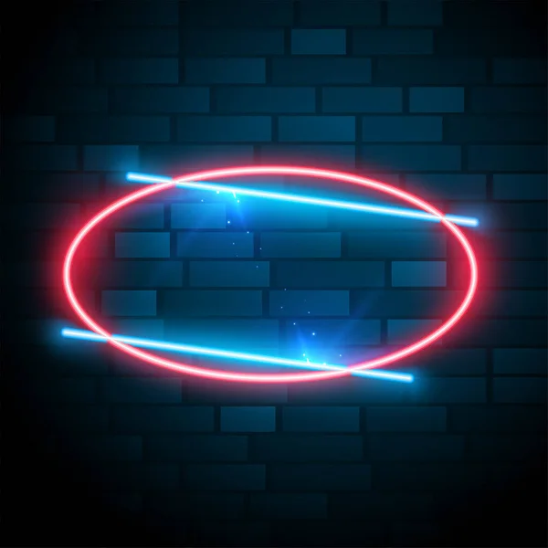 Shiny Glowing Oval Neon Frame Text Effect — Stock Vector