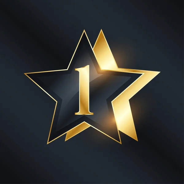 Nummer Eins Stern Etikett Goldener Farbe — Stockvektor