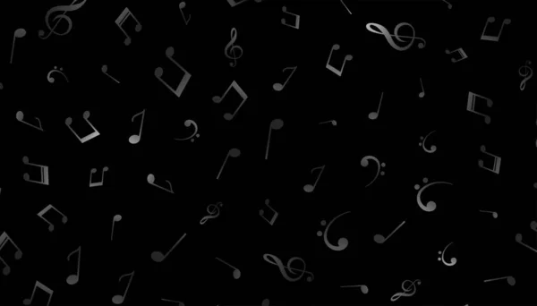Motif Notes Musique Sur Fond Noir — Image vectorielle