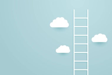 Merdiven tırman gökyüzüne bulutlarla