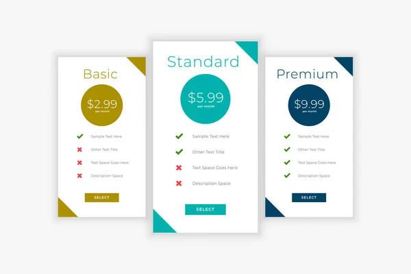 Template Design Der Preisliste Der Website — Stockvektor