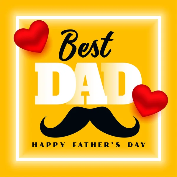 Feliz Día Los Padres Mejor Papá Amarillo Tarjeta Diseño — Vector de stock