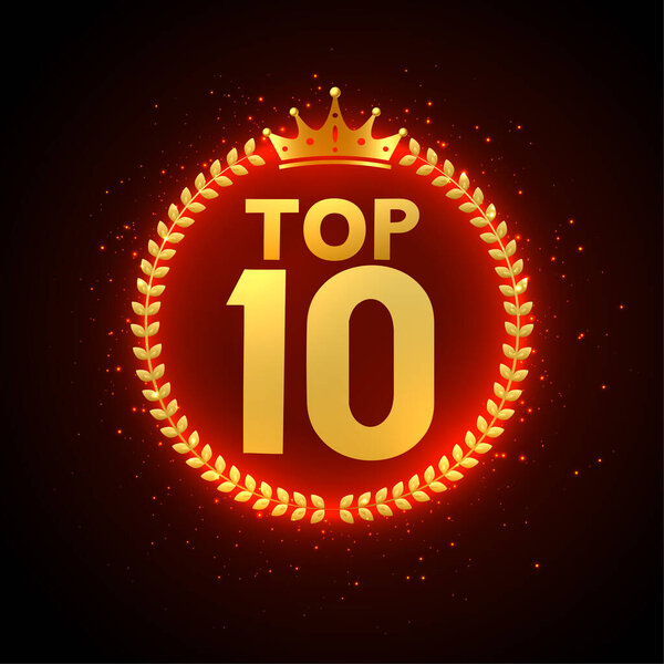top 10 award background in golden with crown