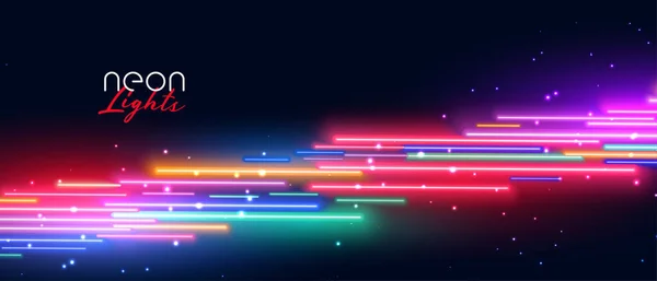 Renkli Neon Öncü Işık Efekti Pankartı — Stok Vektör