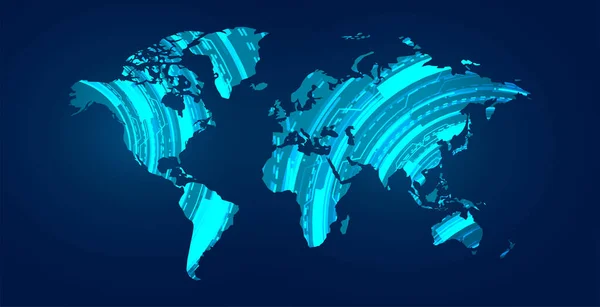 Digitale Weltkarte Mit Technologie Diagramm — Stockvektor