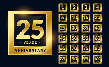 Evlilik yıldönümü altın etiketler büyük set