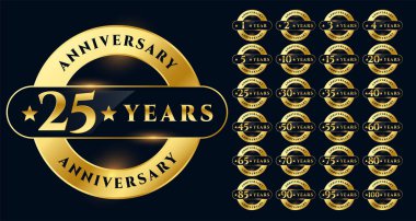 Altın yıldönümü etiketleri büyük set tasarımı