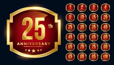 kırmızı yıldönümü altın etiketleri büyük set