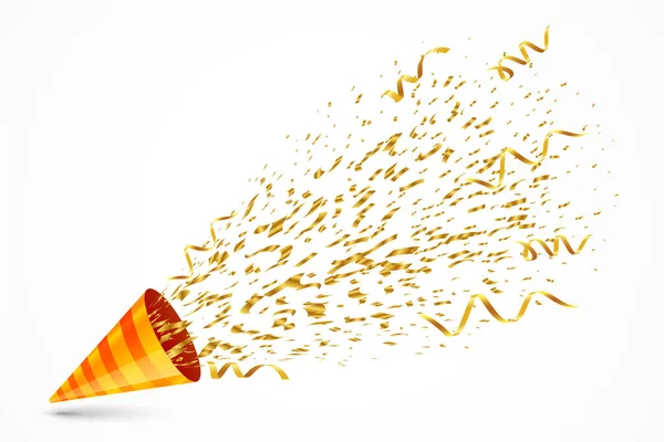 Ouro Confete Explosão Aniversário Cap Fundo — Vetor de Stock