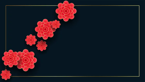 Chinese Bloemen Zwarte Achtergrond — Stockvector