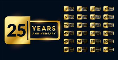 Yıldönümü altın rozet etiketleri büyük set