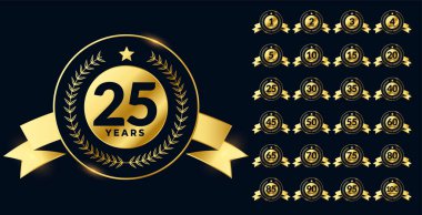 Altın yıldönümü etiketleri büyük set