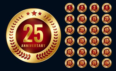 Premium yıl dönümü altın etiketler dizayn seti