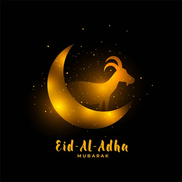 Eid Adha Gyllene Bakgrund Med Get Och Måne — Stock vektor