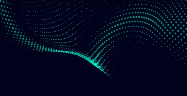Цифровые Волны Частиц Абстрактный Зеленый Фон — стоковый вектор