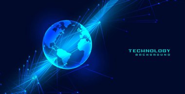 ağ çizgileri ile küresel teknoloji dünya kavramı