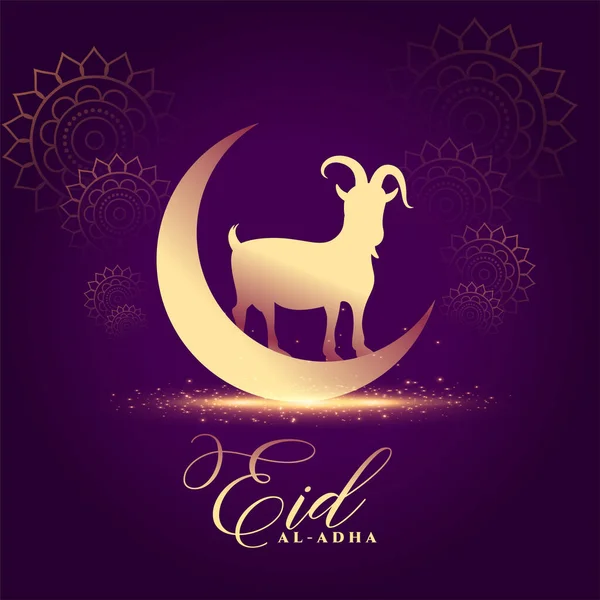 Bakrid Eid Adha Festival Card Con Luna Capra — Vettoriale Stock