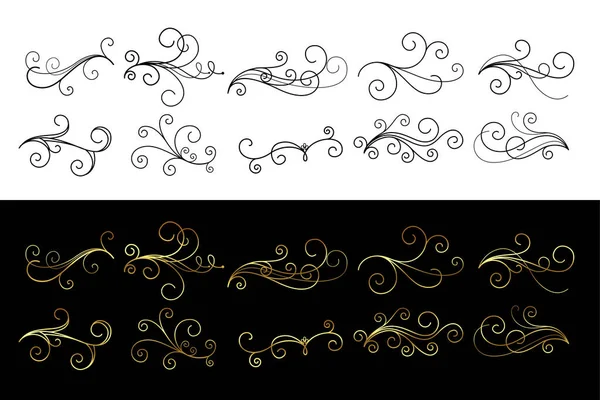 Klassiske Blomster Ornamenter Hvirvler Dekoration Samling – Stock-vektor