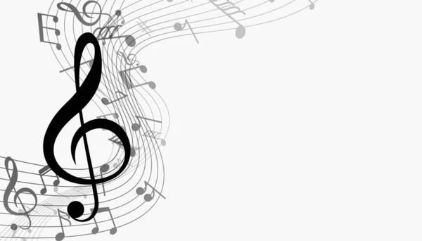 Notes Musicales Avec Fond Onde Sonore — Image vectorielle