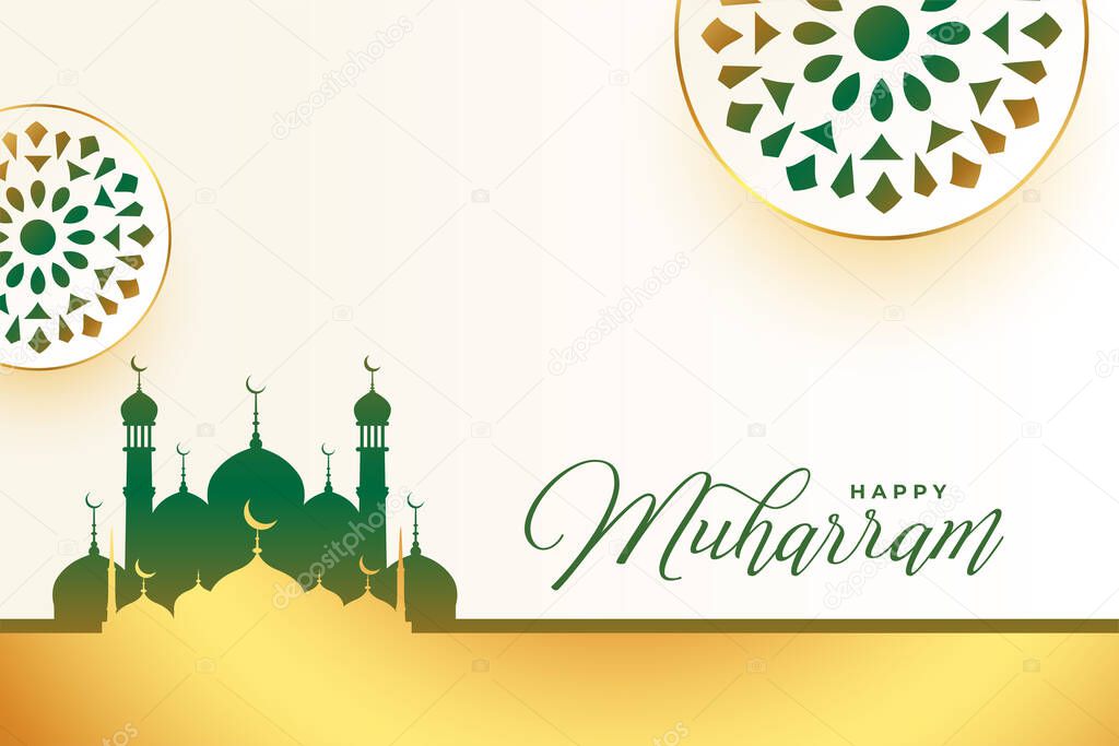 happy muharram islamic festival decorative card design
