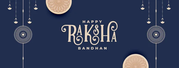 Plochý Raksha Bandhan Banner Dekorativní Rakhi Prvky — Stockový vektor