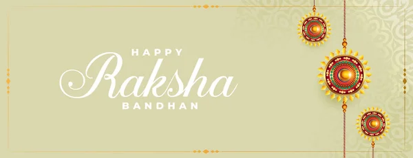 Raksha Bandhan Festival Banner Realistickým Rakhi Designem — Stockový vektor