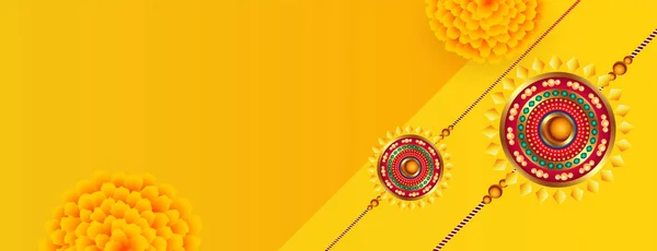 Indian Stil Raksha Bandhan Blomma Banner Med Textutrymme — Stock vektor