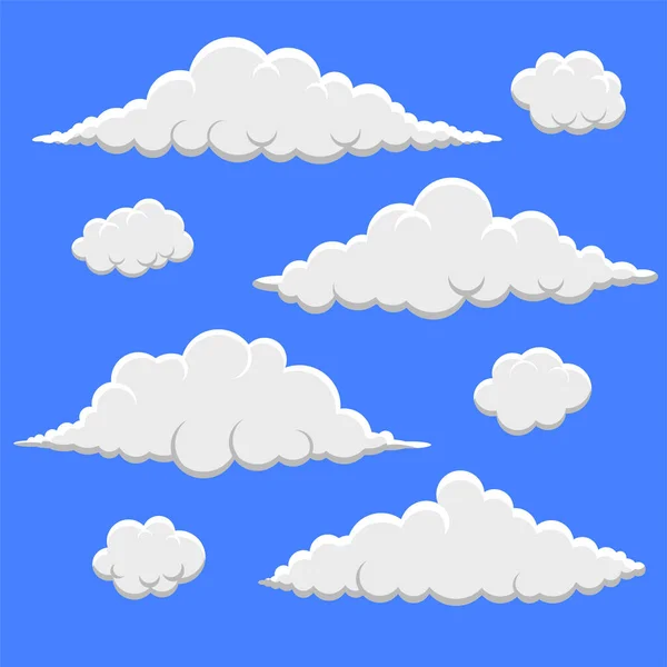 Colección Nubes Esponjosas Estilo Dibujos Animados — Vector de stock