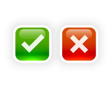 Parlak düğme biçimi işaretleme ve çapraz semboller