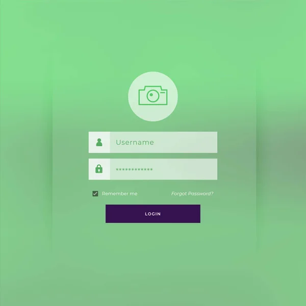 Tema Verde Inicio Sesión Página Plantilla Diseño — Vector de stock