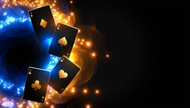 Gazino kartlarının arka planında parlak ışıklar var.