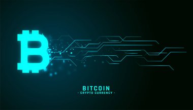 devre çizgileri ile parlayan neon biçimli bitcoin arkaplanı