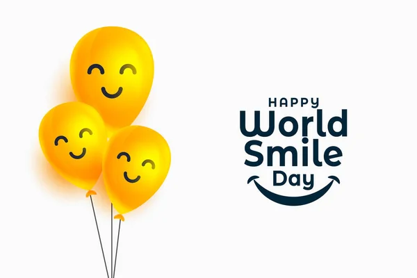 Banner Día Sonrisa Mundo Con Globos Cara Feliz — Archivo Imágenes Vectoriales