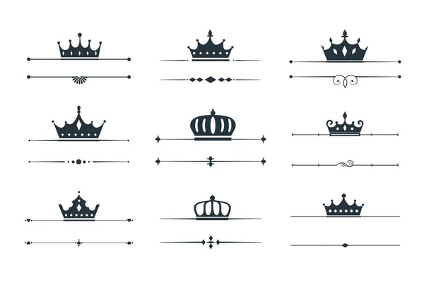 Satz Von Krone Loquotype Rand Design — Stockvektor