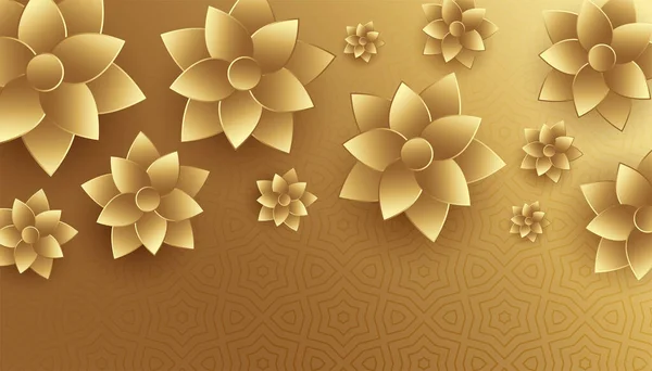 Biçimli Altın Çiçek Arkaplan Tasarımı — Stok Vektör