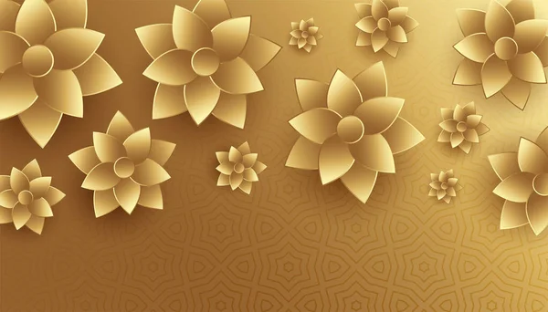 Estilo Dourado Flores Fundo Design — Vetor de Stock