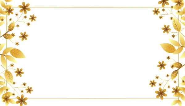 Білий Фон Золотою Квіткою Прикрасою Листя — стоковий вектор